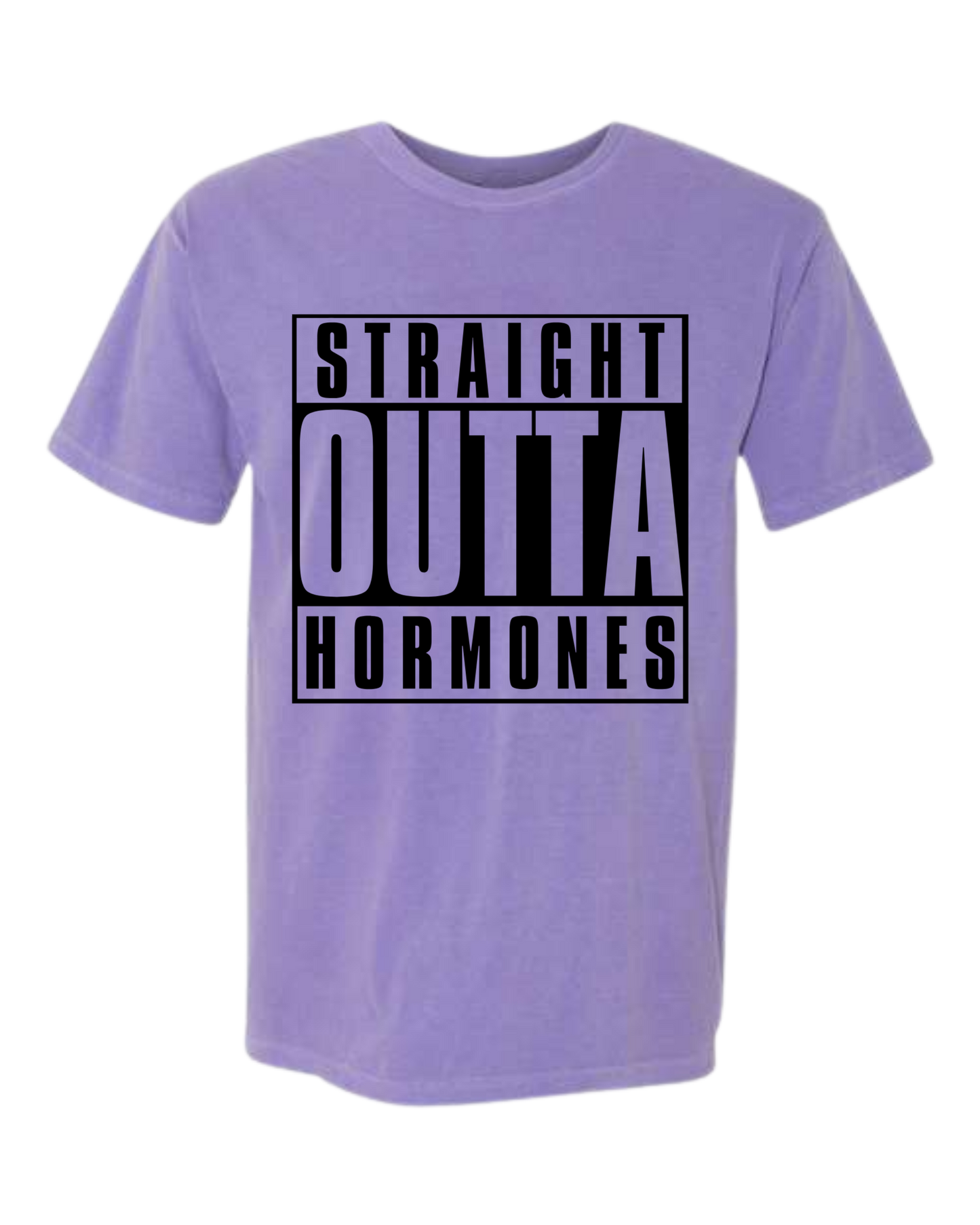 Straight Outta Hormones - Comfort Colors - Heavyweight Unisex Tee - Pinks, Purples