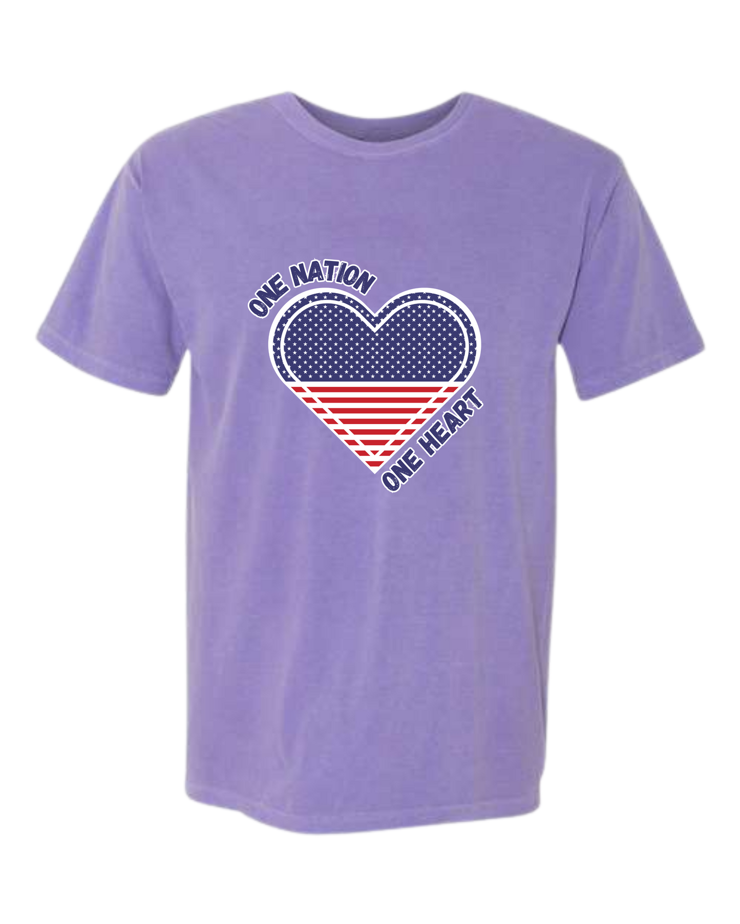One Nation One Heart - Comfort Colors - Heavyweight Unisex Tee - Pinks & Purples