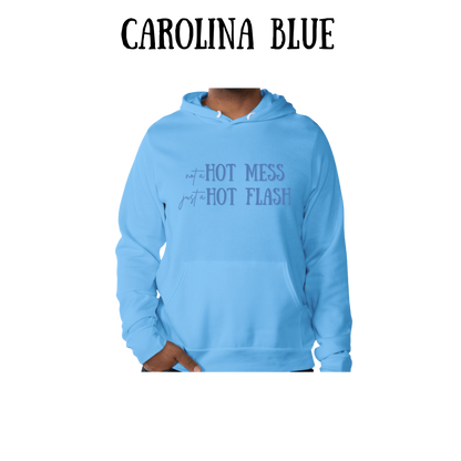 not a hot mess just a hot flash - sponge fleece hoodie - blues, purples