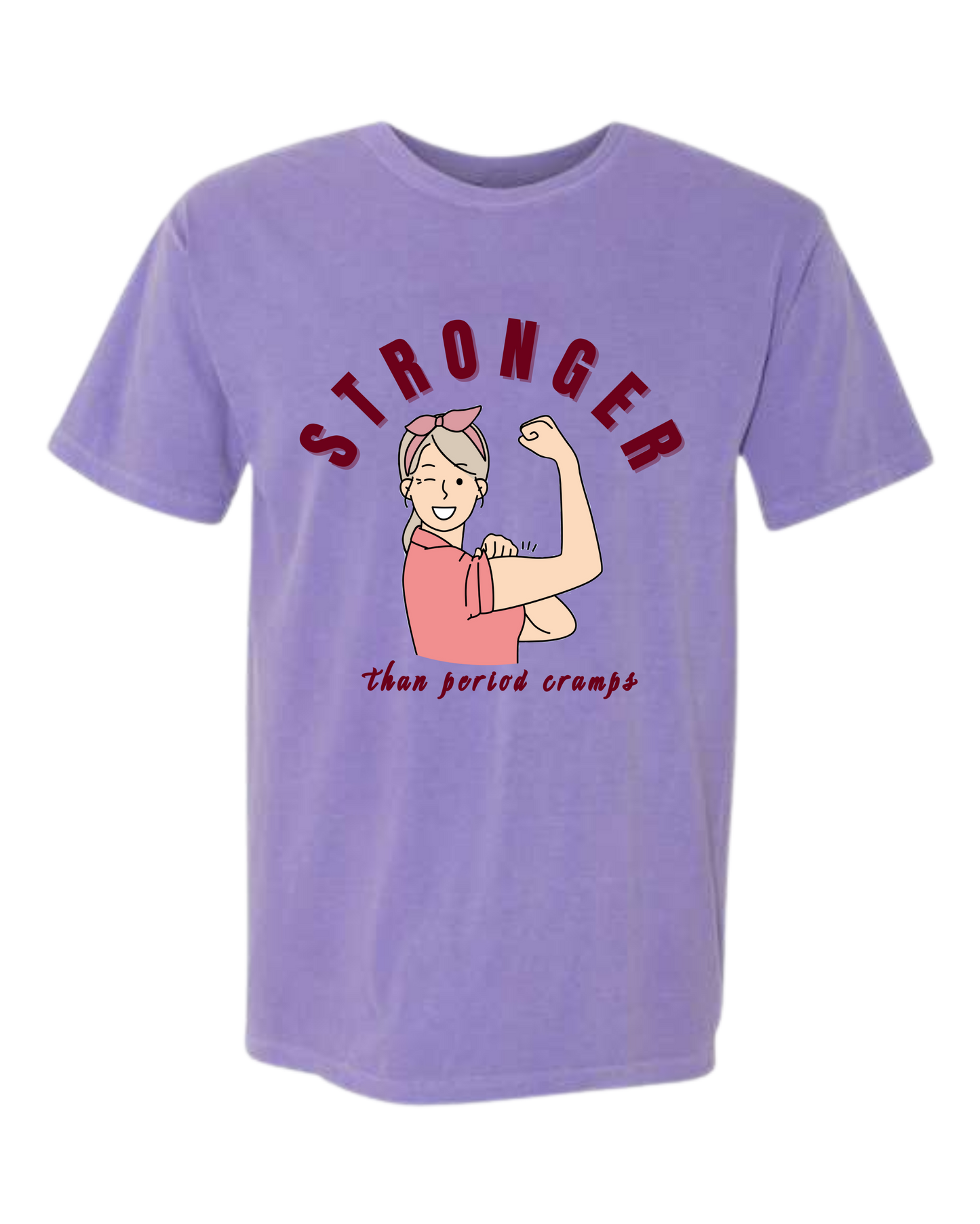 Stronger Than Period Cramps - Comfort Colors - Heavyweight Unisex Tee - Pinks & Purples