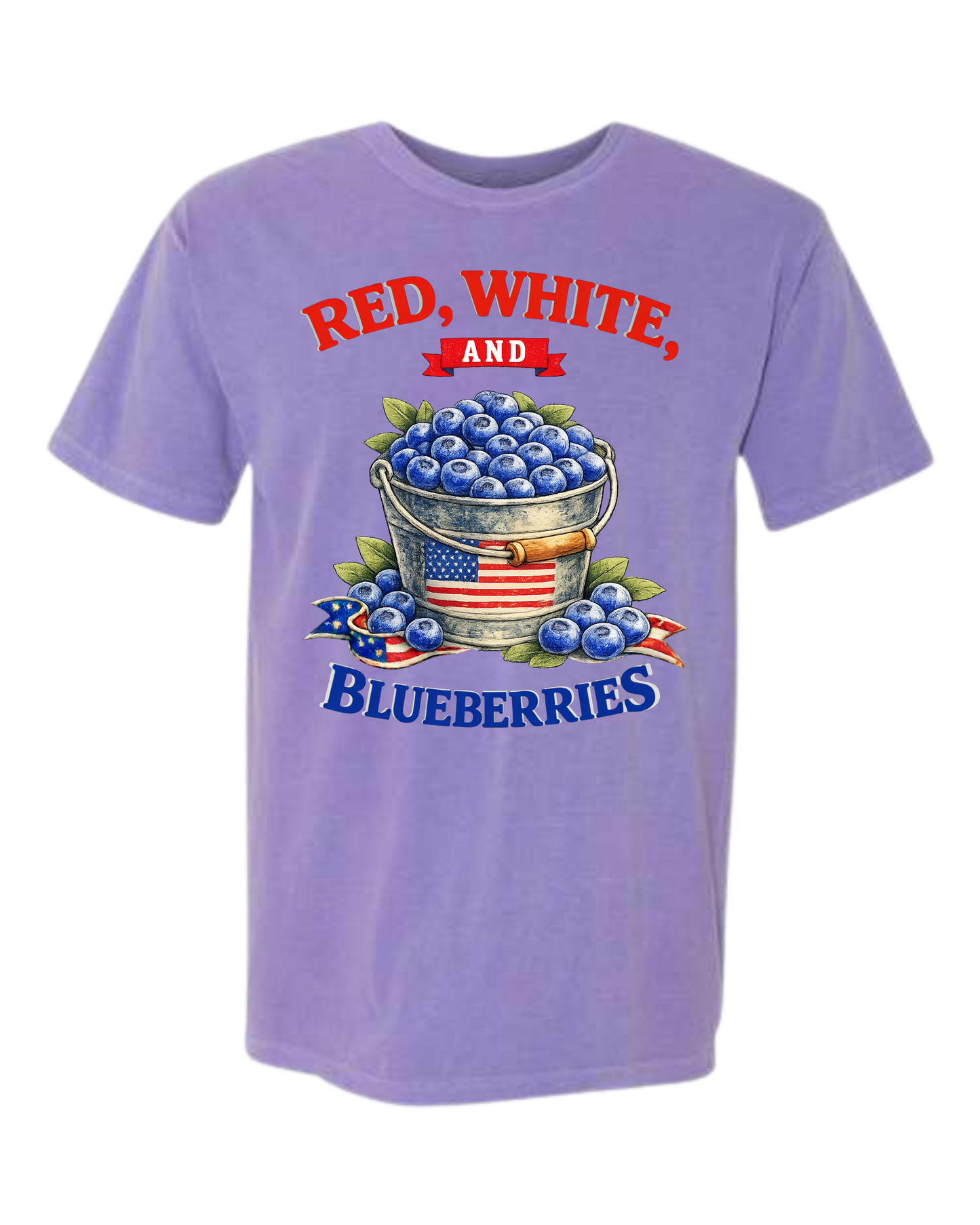 Red, White, And Blueberries - Comfort Colors - Heavyweight Unisex Tee - Pinks & Purples
