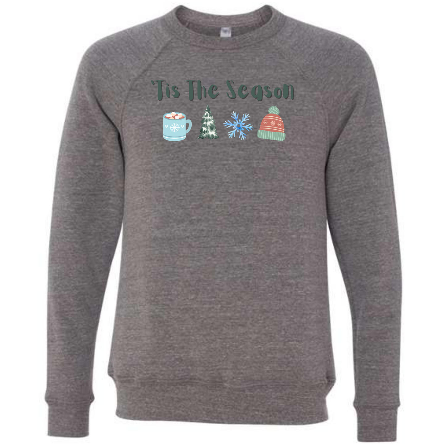 'Tis The Season - Winter - Sponge Fleece Raglan Sweatshirt - Greens, Neutrals