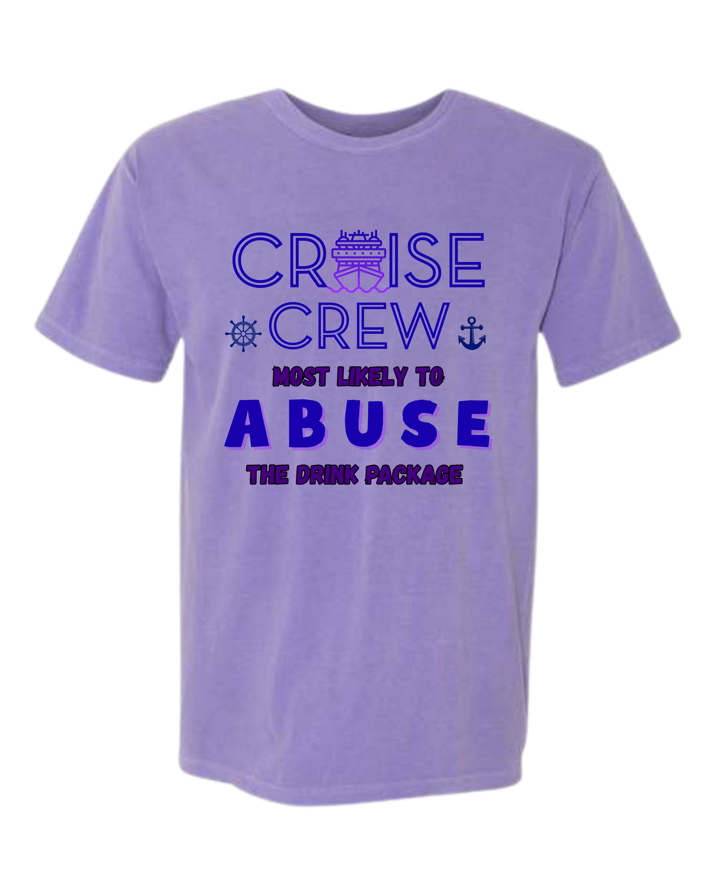Cruise Crew Most Likely to Abuse the Drink Package - Comfort Colors - Heavyweight Unisex Tee - Pinks & Purples