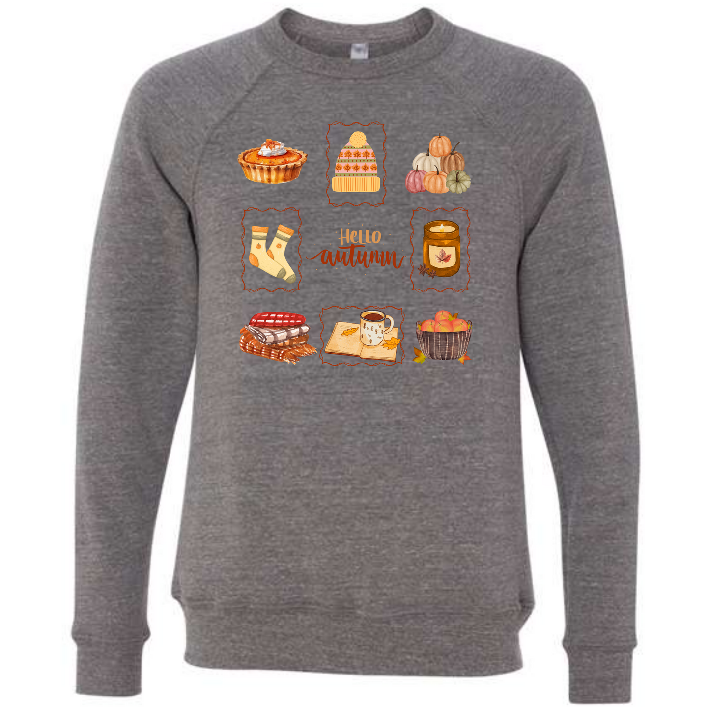 Hello Autumn - Sponge Fleece Raglan Sweatshirt - Greens, Neutrals