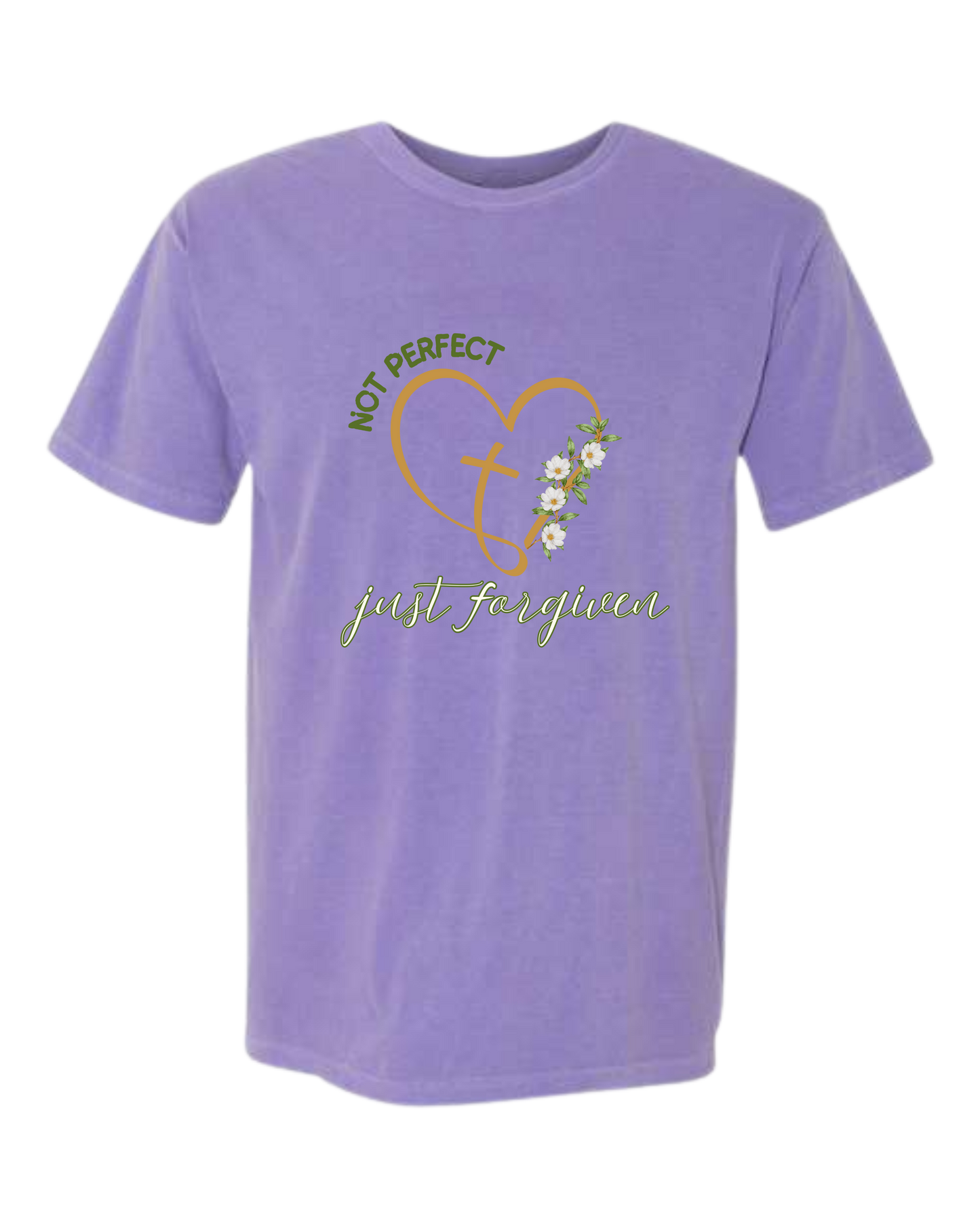 Not Perfect Just Forgiven - Comfort Colors - Heavyweight Unisex Tee - Pinks & Purples