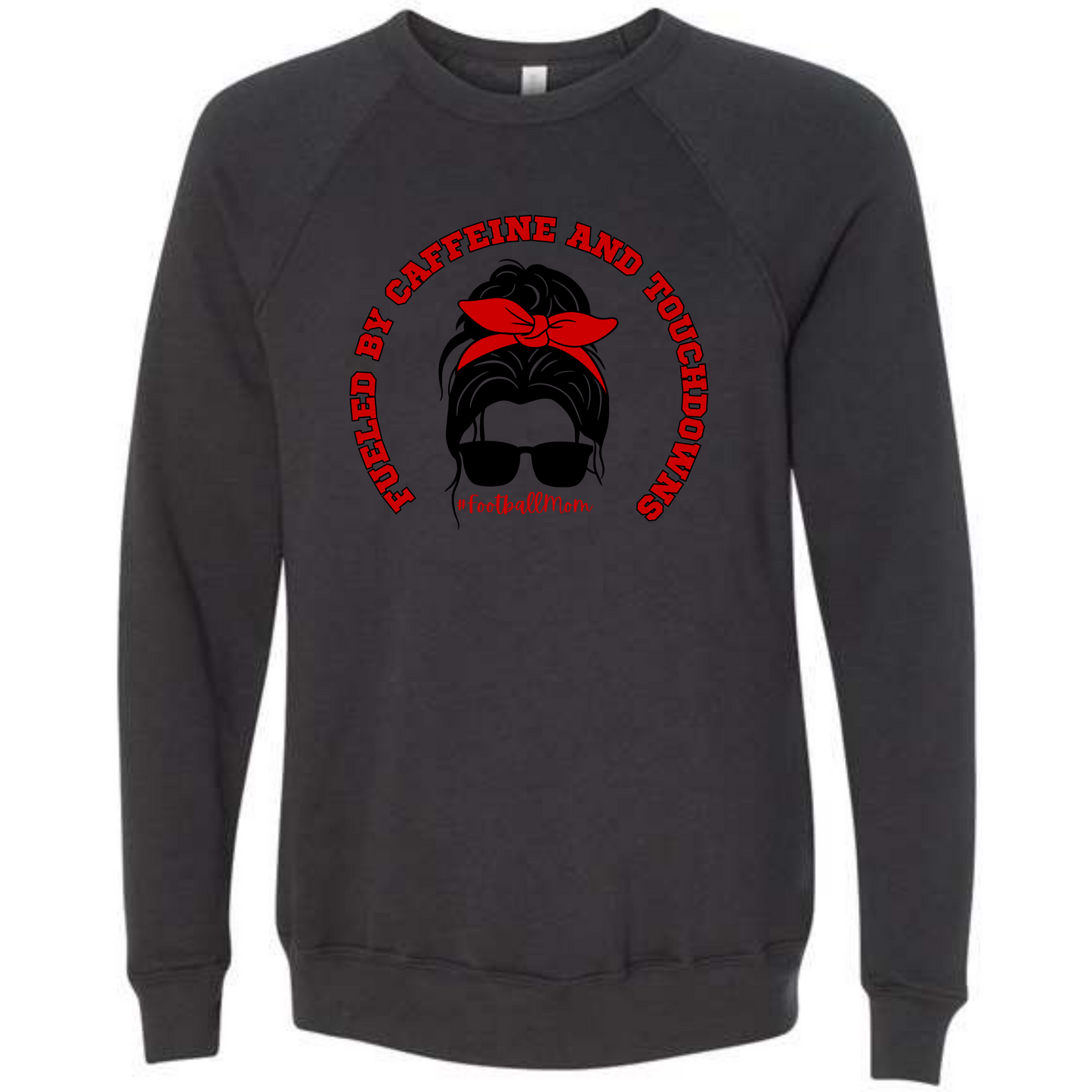 Football Moms Fueled By Caffeine and Touchdowns - Sponge Fleece Raglan Sweatshirt - Greens, Neutrals