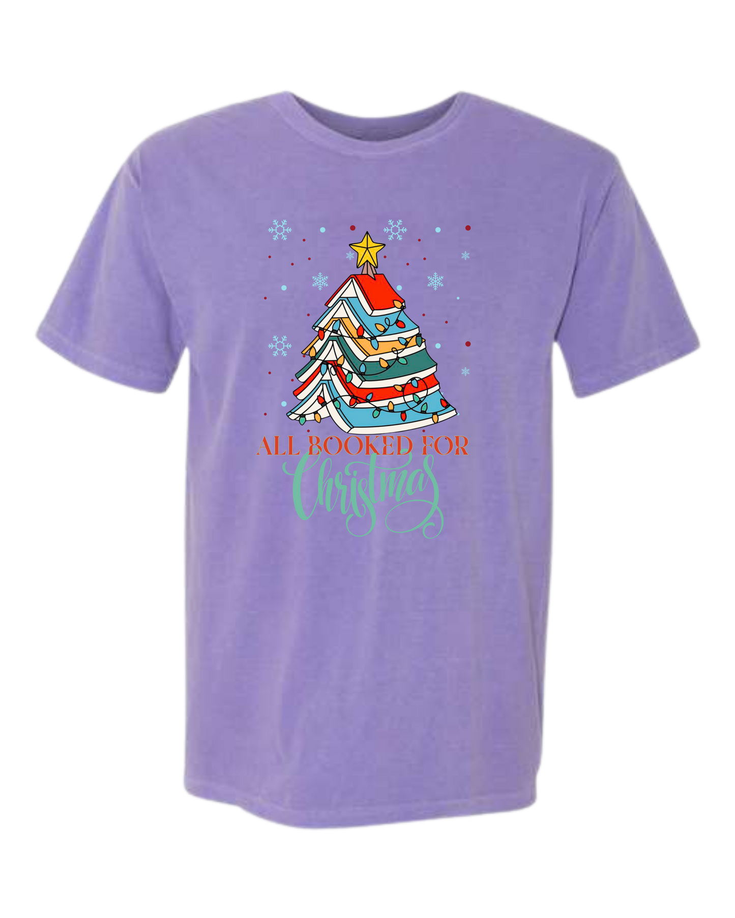 All Booked For Christmas - Comfort Colors - Heavyweight Unisex Tee - Pinks, Purples