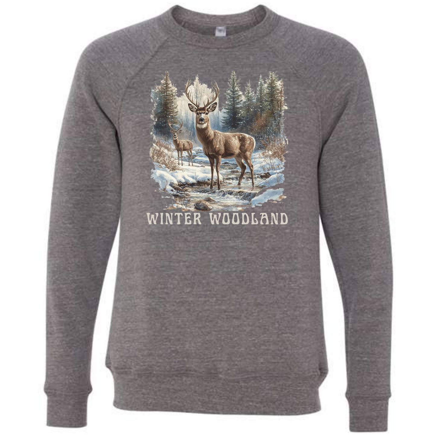 Winter Woodland - Sponge Fleece Raglan Sweatshirt - Greens, Neutrals