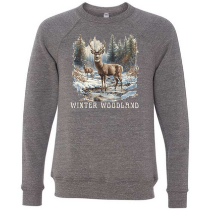 Winter Woodland - Sponge Fleece Raglan Sweatshirt - Greens, Neutrals