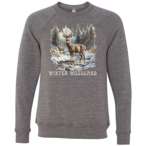 Winter Woodland - Sponge Fleece Raglan Sweatshirt - Greens, Neutrals