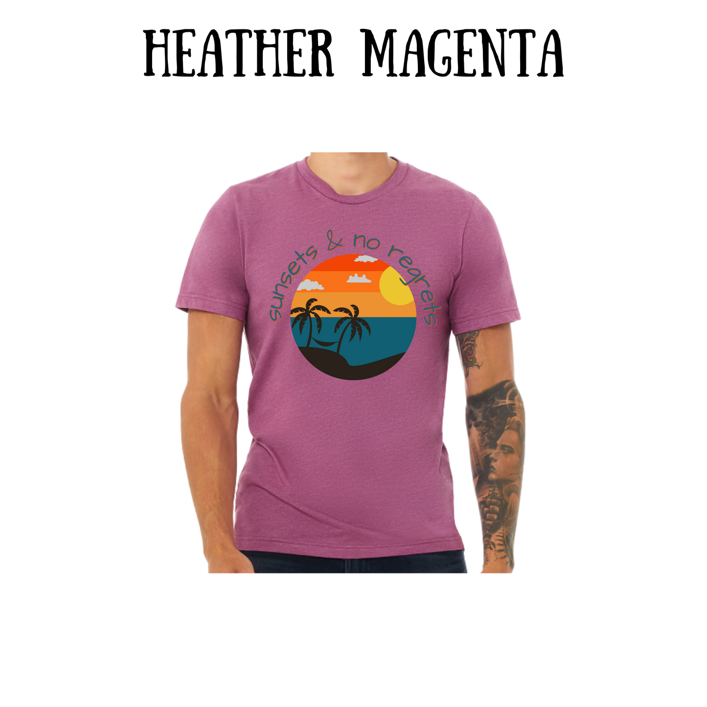 VP - Sunsets & No Regrets - Unisex Tee - Pinks, Purples, Neutrals