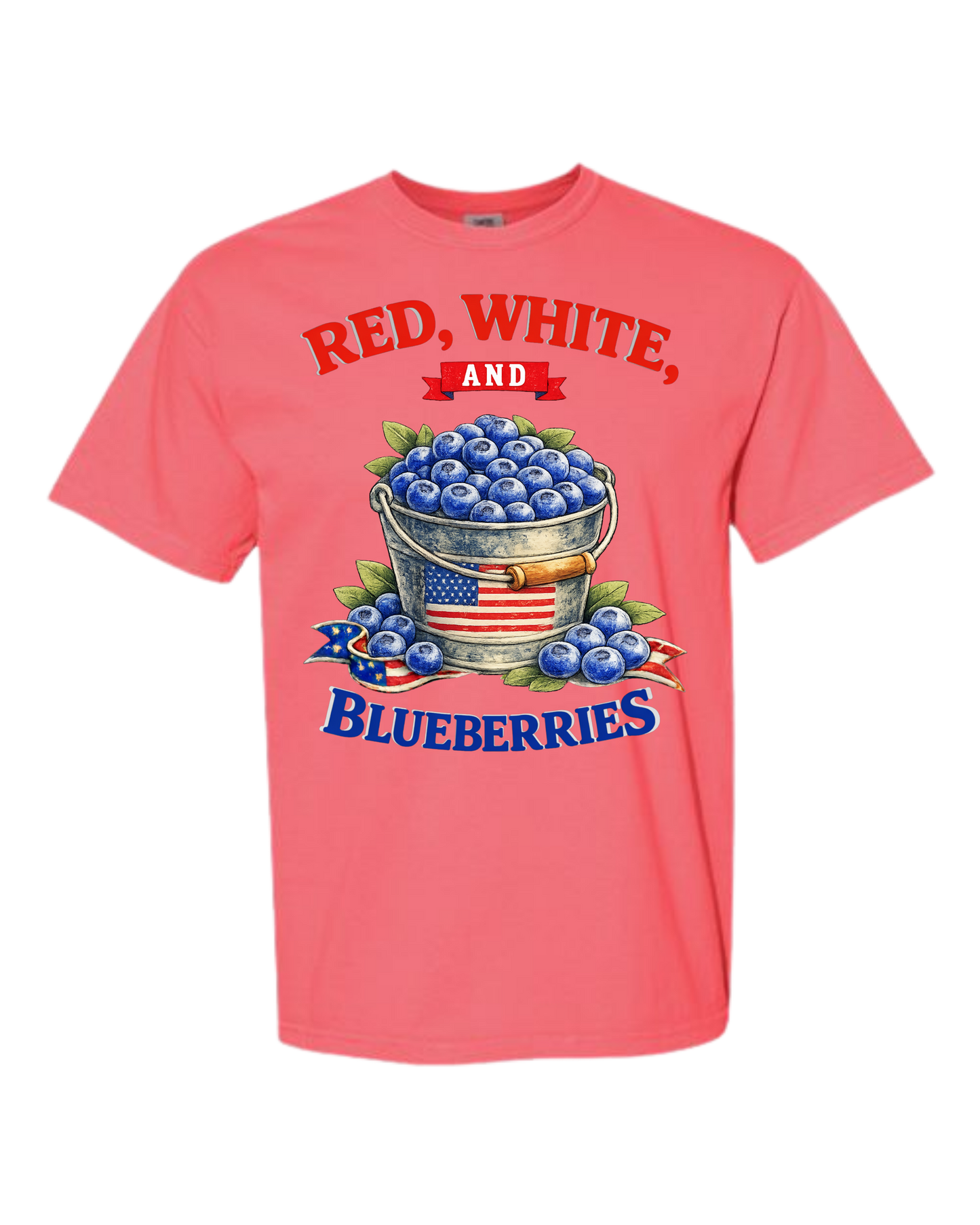 Red, White, And Blueberries - Comfort Colors - Heavyweight Unisex Tee - Pinks & Purples