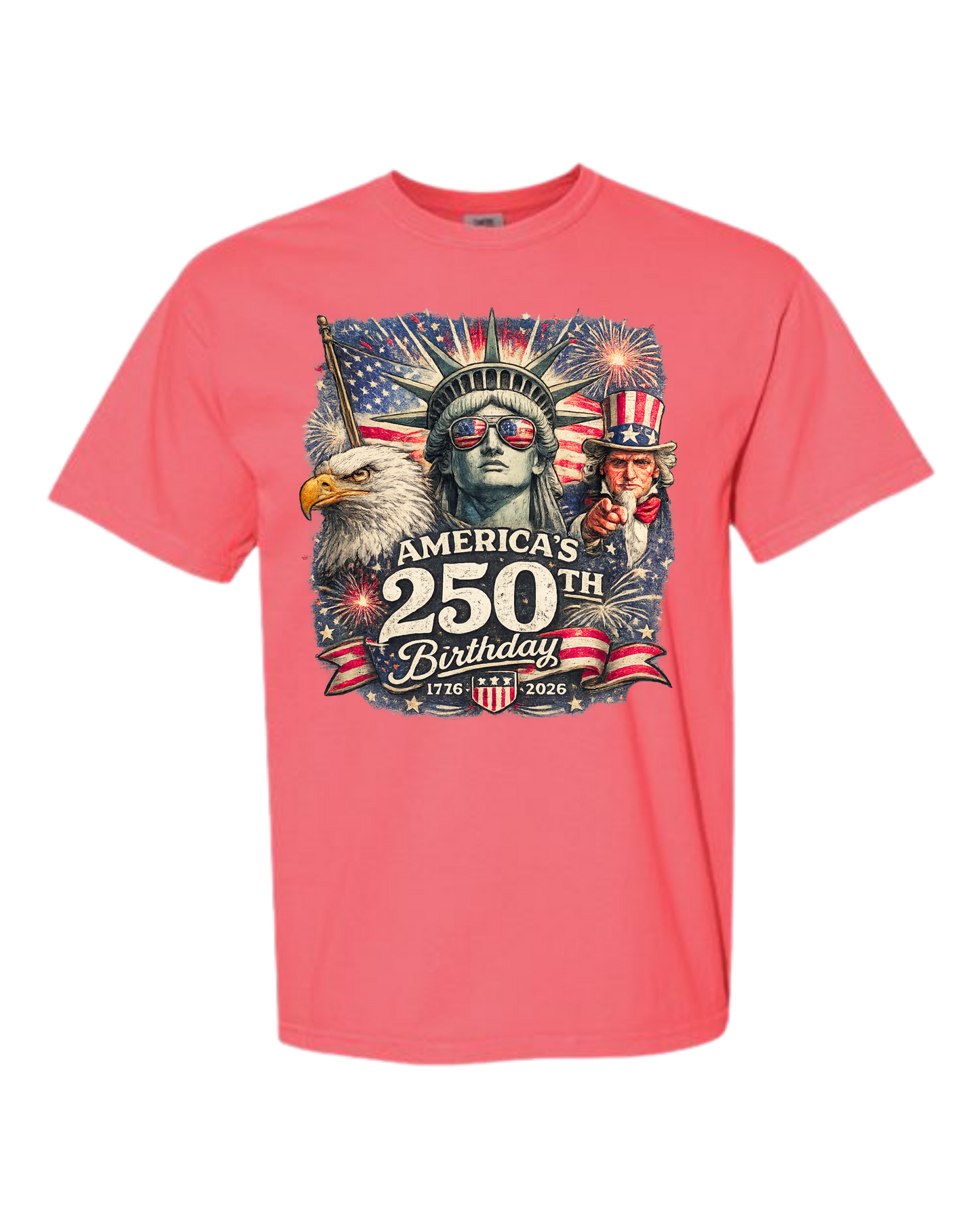 America's 250th Birthday - Comfort Colors - Heavyweight Unisex Tee - Pinks & Purples