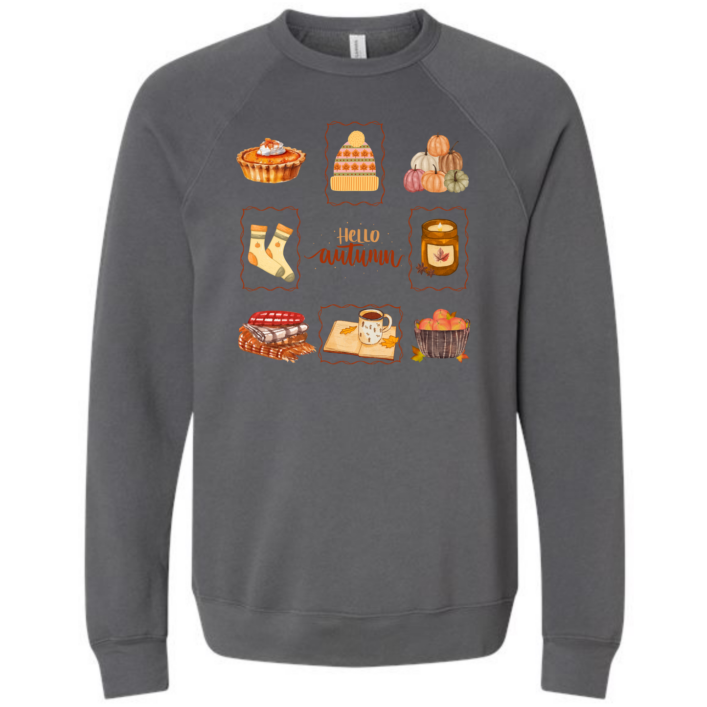 Hello Autumn - Sponge Fleece Raglan Sweatshirt - Greens, Neutrals