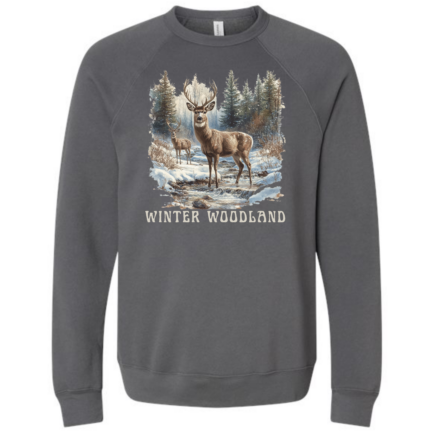 Winter Woodland - Sponge Fleece Raglan Sweatshirt - Greens, Neutrals