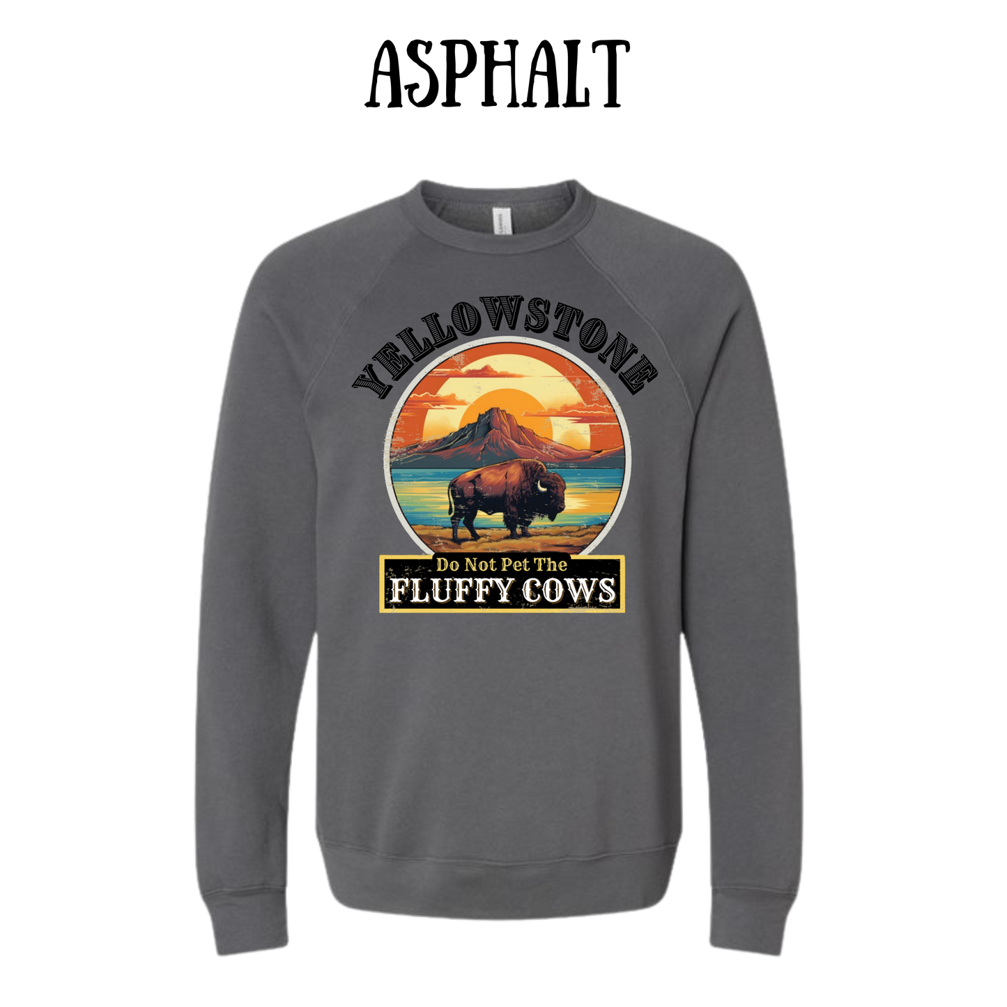 CP - Yellowstone: Fluffy Cows - Sponge Fleece Raglan Sweatshirt - Greens, Neutrals