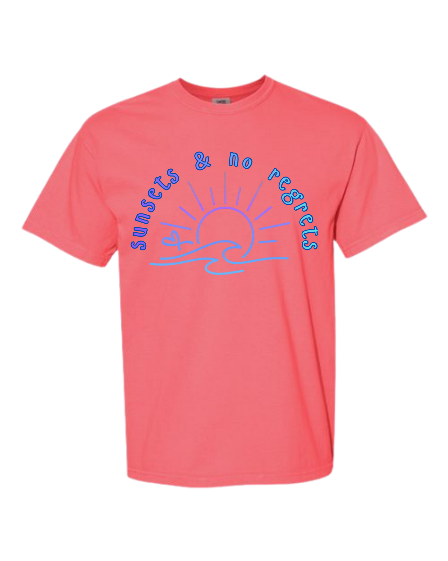 Sunsets & No Regrets - Comfort Colors - Heavyweight Unisex Tee - Pinks & Purples