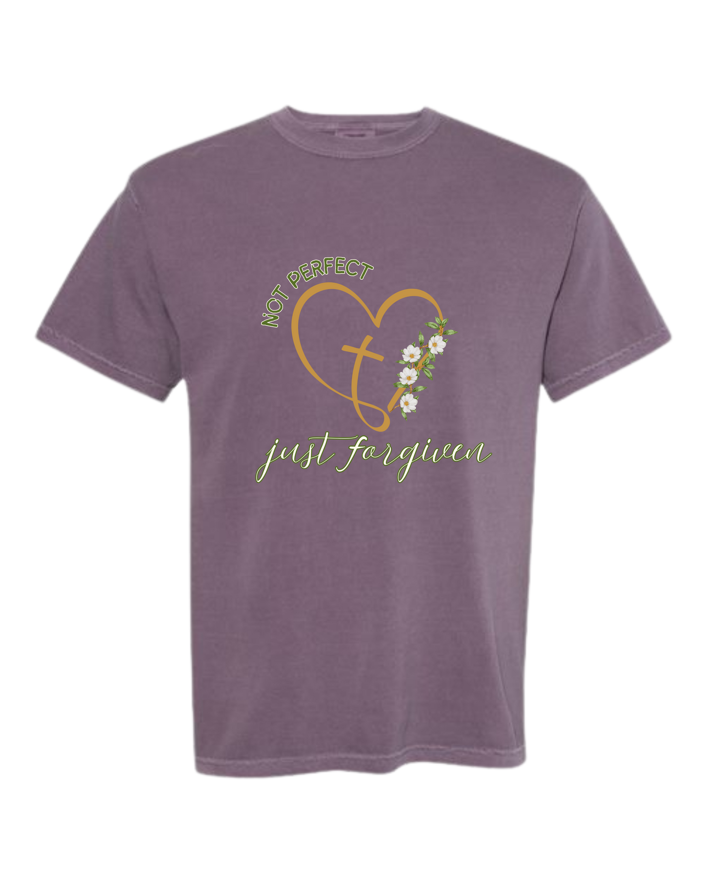 Not Perfect Just Forgiven - Comfort Colors - Heavyweight Unisex Tee - Pinks & Purples