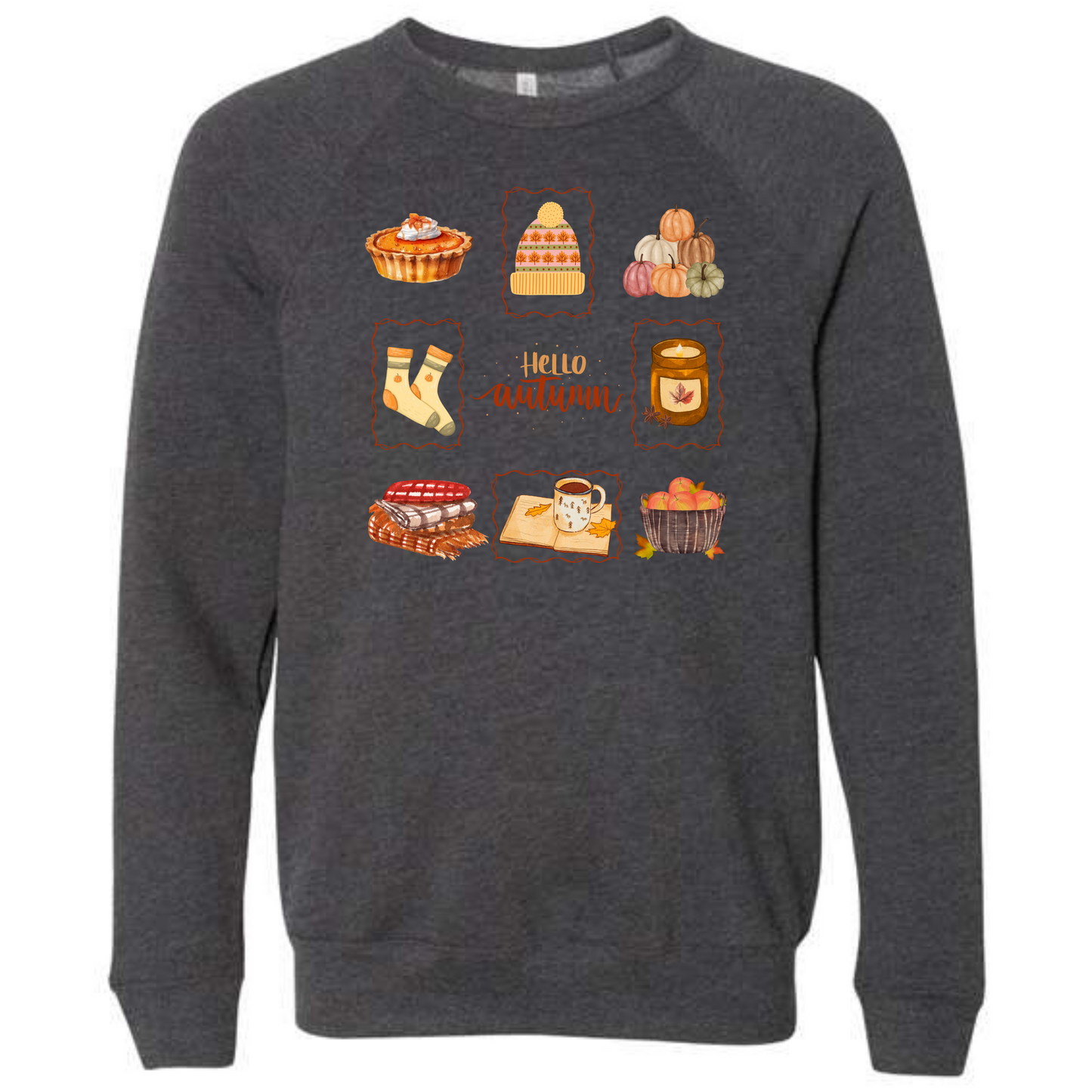 Hello Autumn - Sponge Fleece Raglan Sweatshirt - Greens, Neutrals