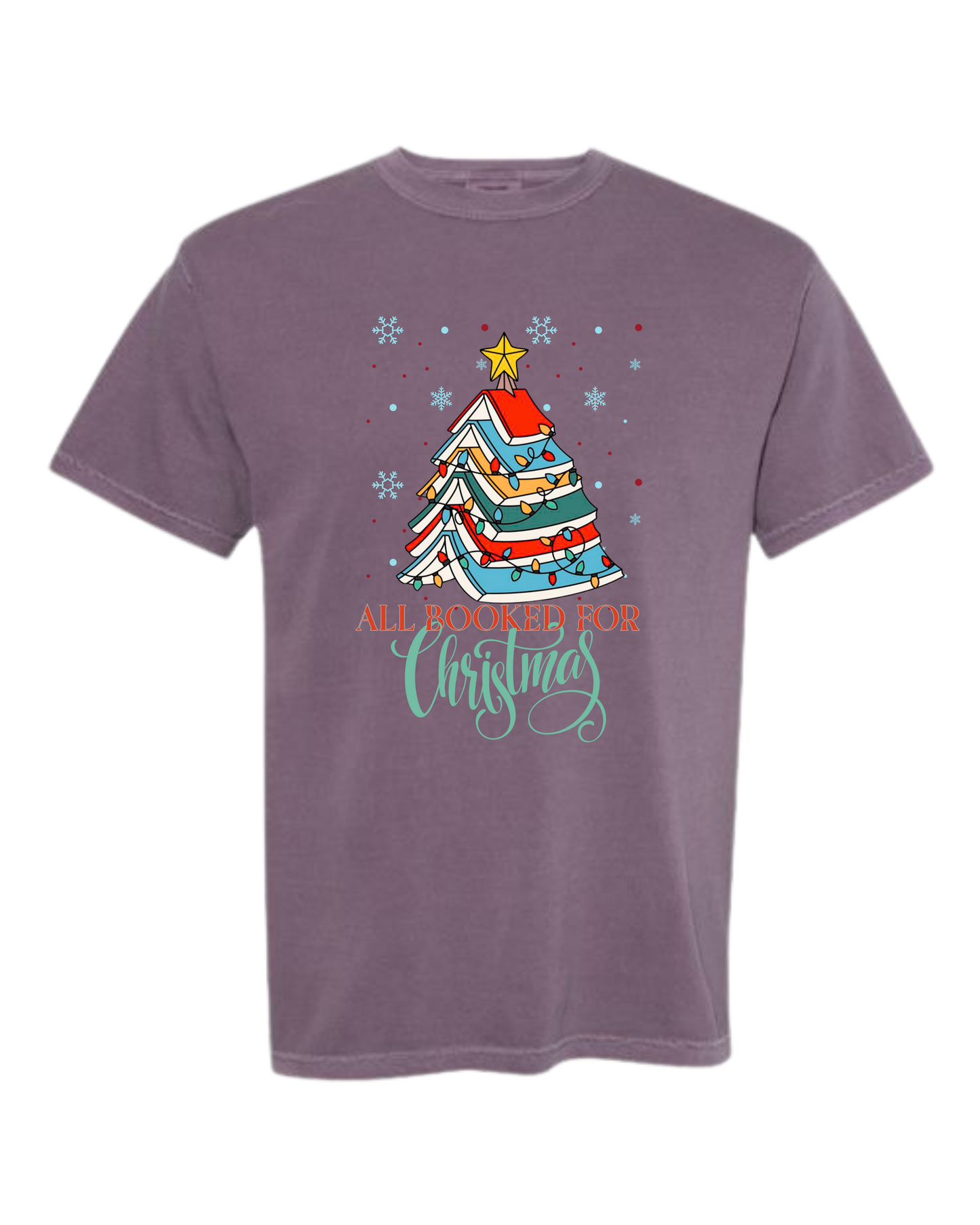 All Booked For Christmas - Comfort Colors - Heavyweight Unisex Tee - Pinks, Purples