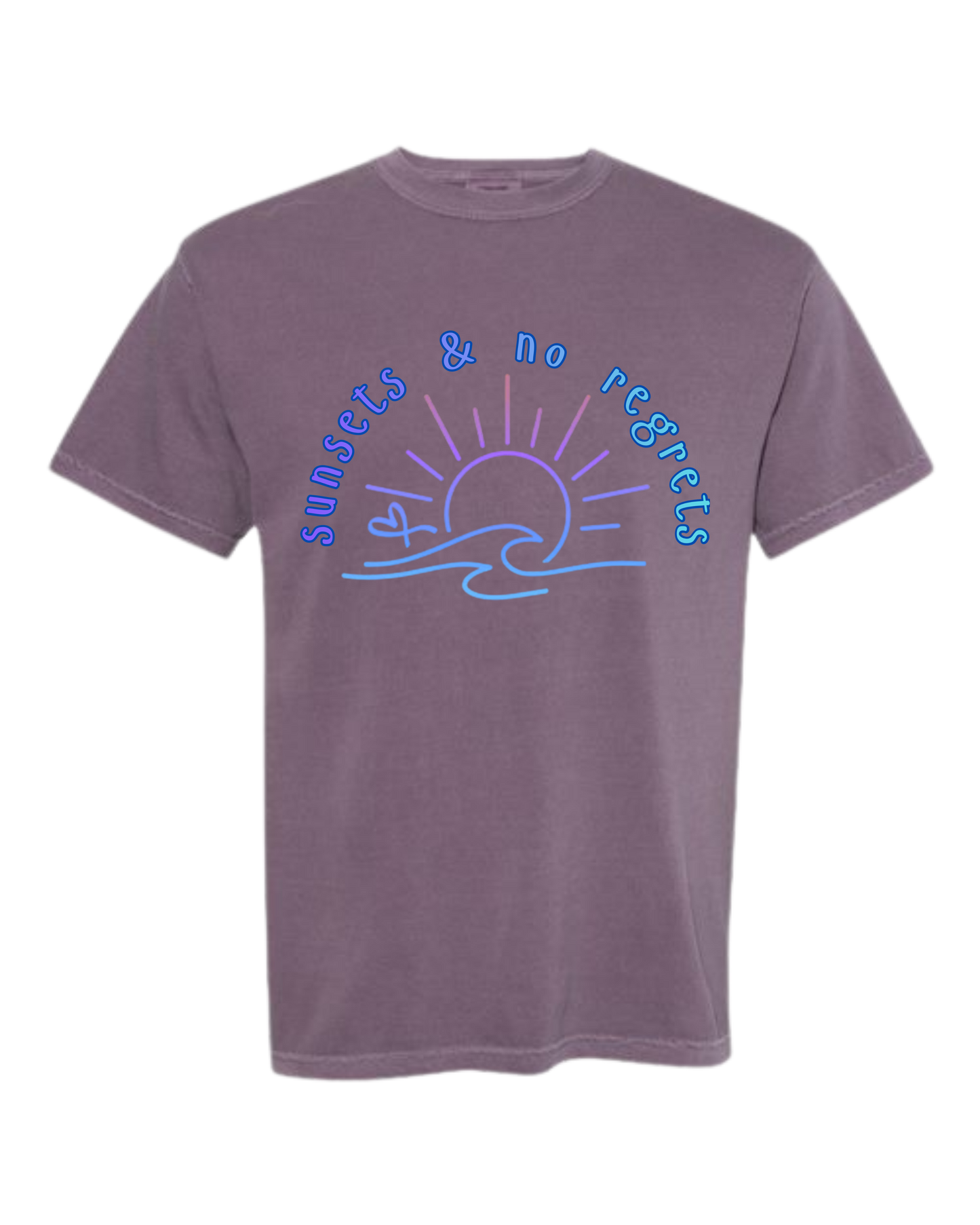 Sunsets & No Regrets - Comfort Colors - Heavyweight Unisex Tee - Pinks & Purples