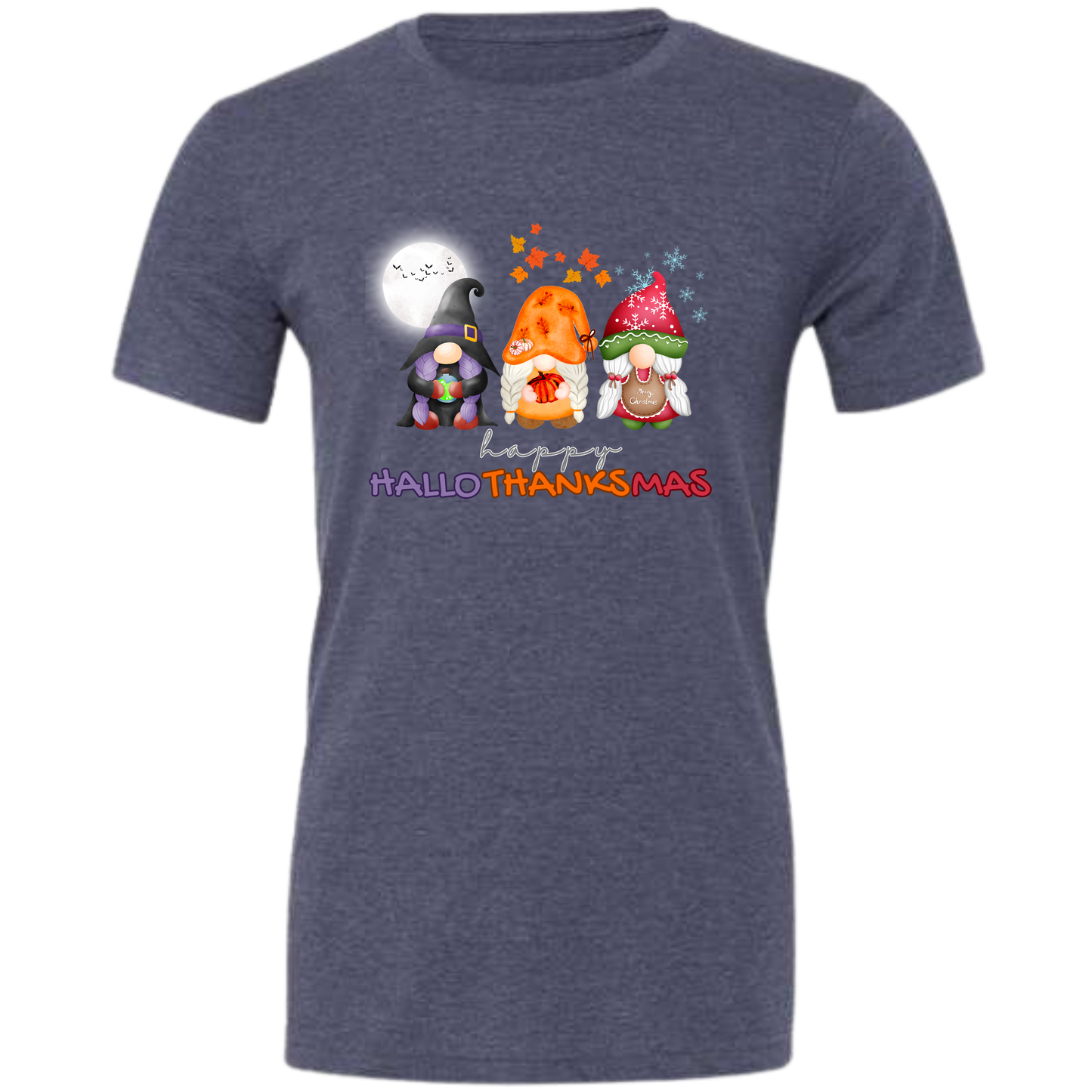Happy HalloThanksMas Gnomes - Unisex Tee - Blues