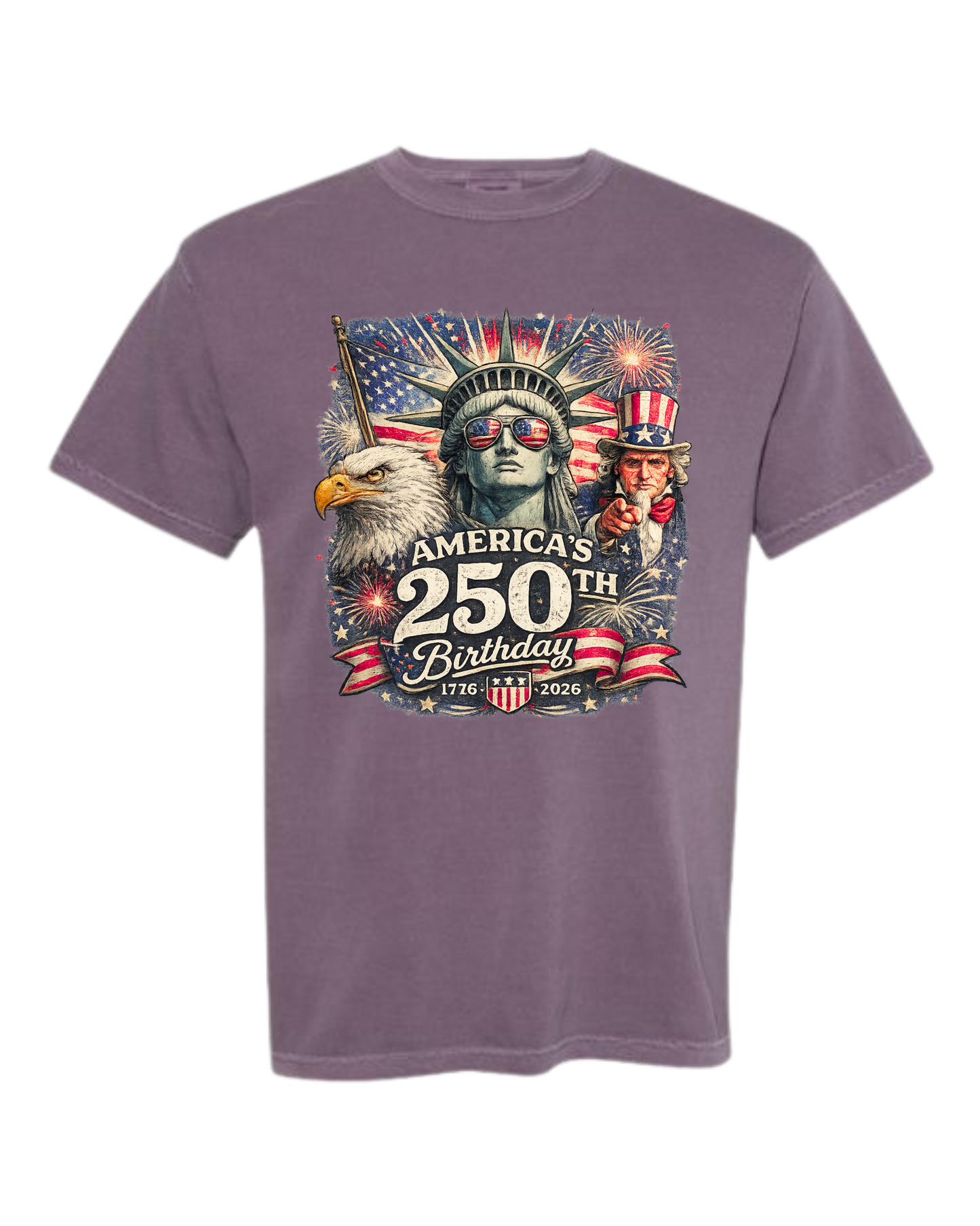 America's 250th Birthday - Comfort Colors - Heavyweight Unisex Tee - Pinks & Purples