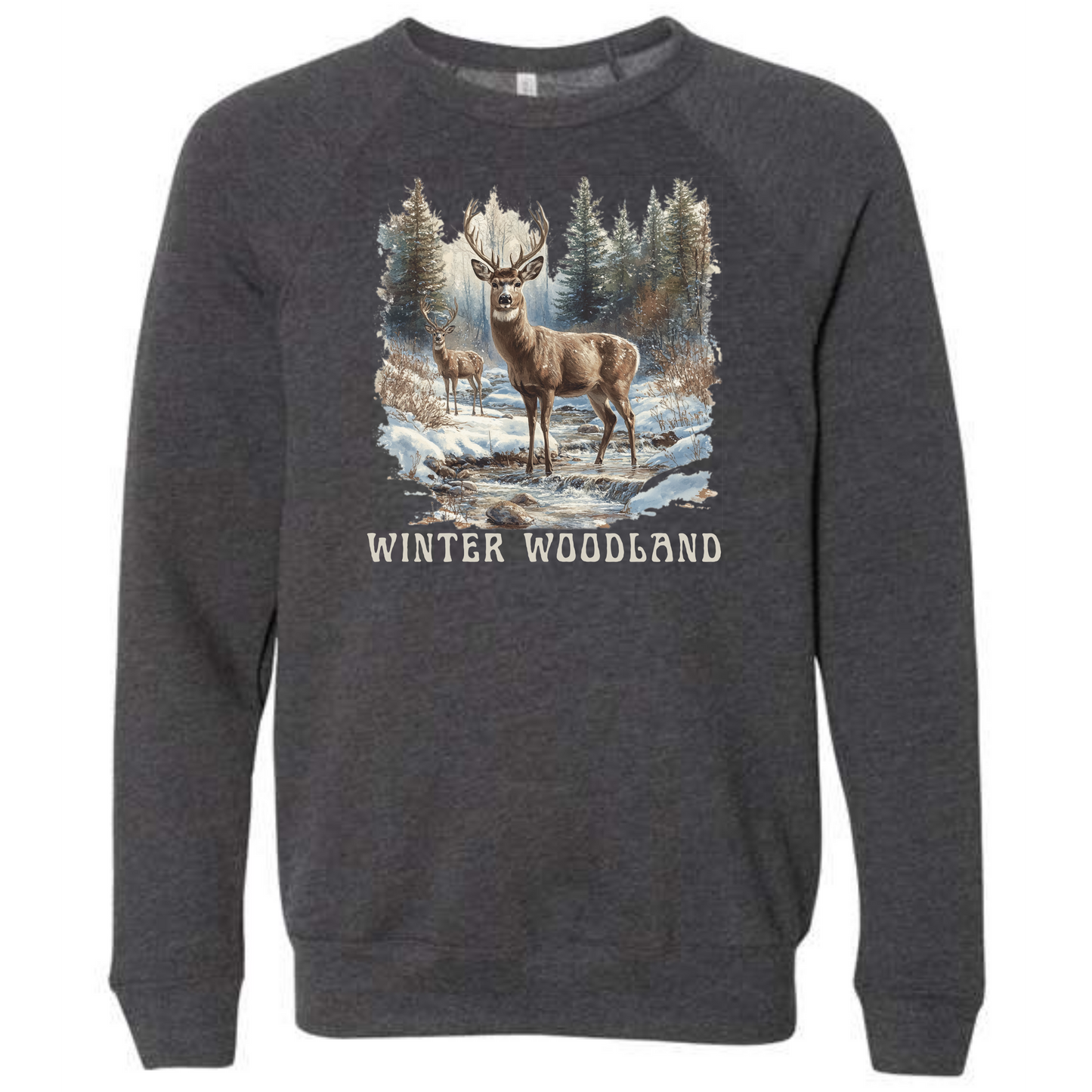 Winter Woodland - Sponge Fleece Raglan Sweatshirt - Greens, Neutrals