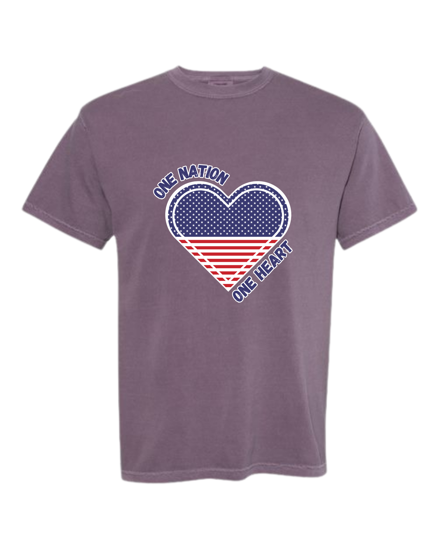 One Nation One Heart - Comfort Colors - Heavyweight Unisex Tee - Pinks & Purples