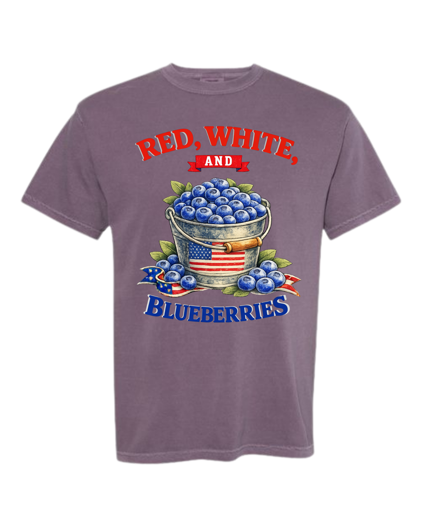Red, White, And Blueberries - Comfort Colors - Heavyweight Unisex Tee - Pinks & Purples