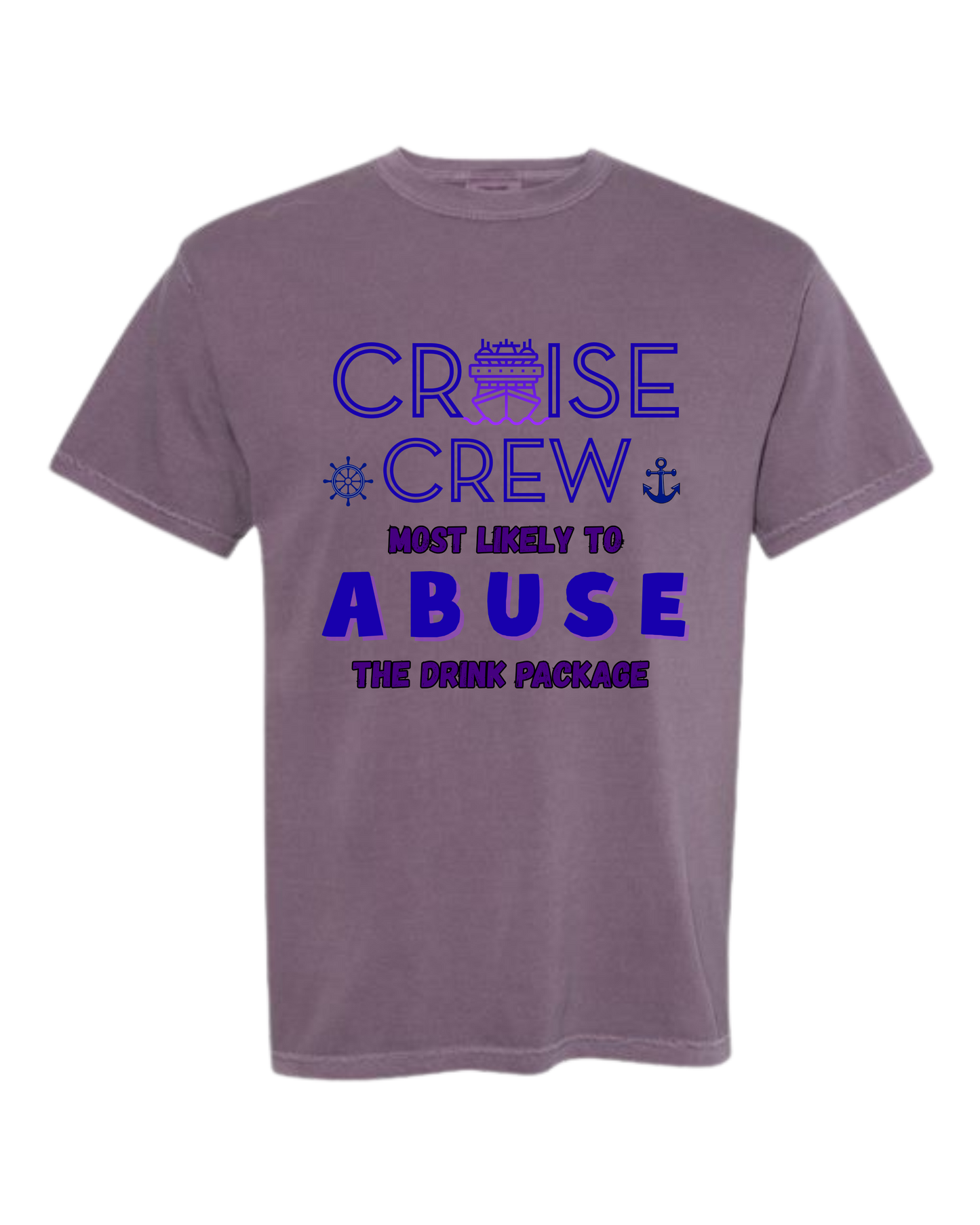 Cruise Crew Most Likely to Abuse the Drink Package - Comfort Colors - Heavyweight Unisex Tee - Pinks & Purples