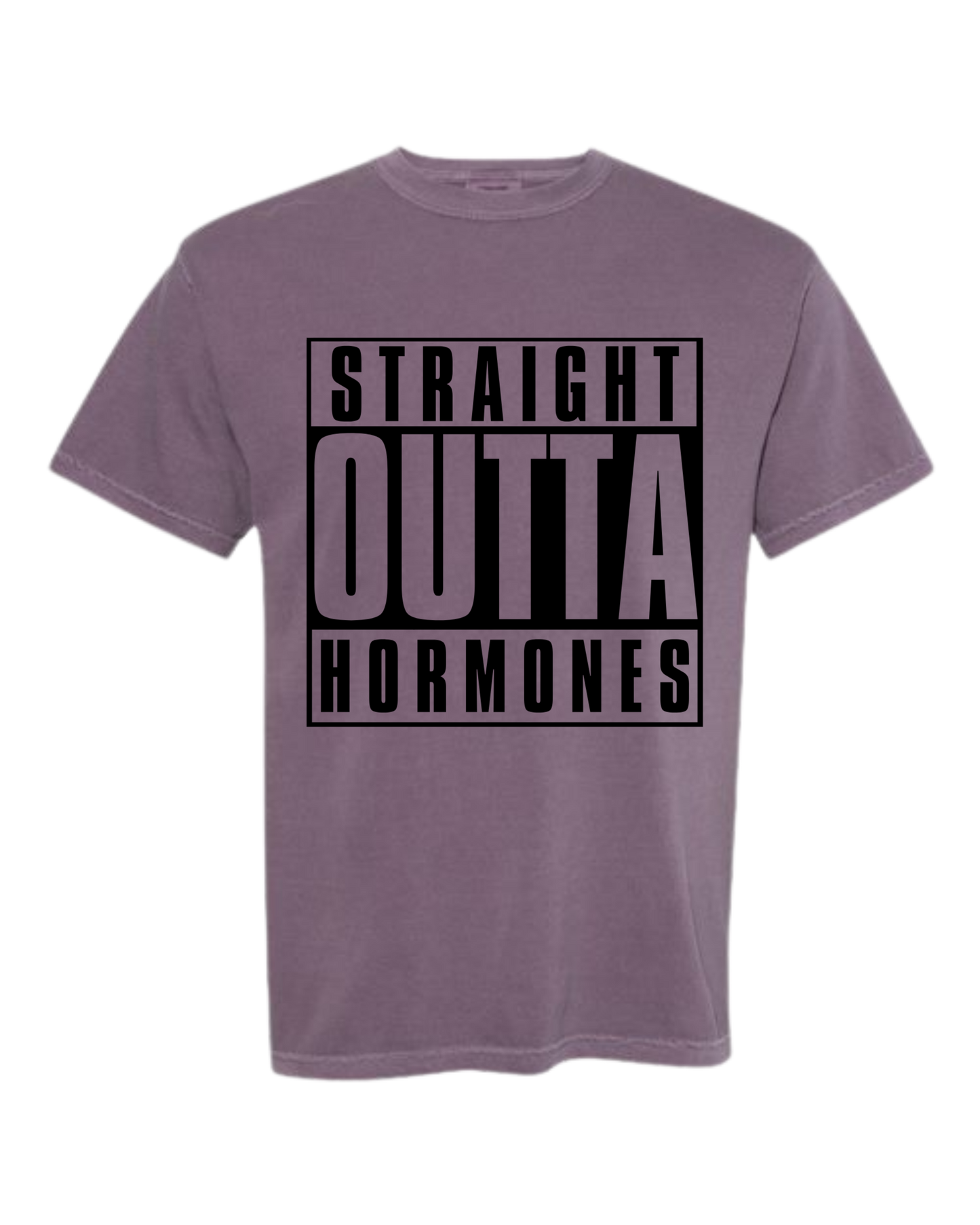 Straight Outta Hormones - Comfort Colors - Heavyweight Unisex Tee - Pinks, Purples