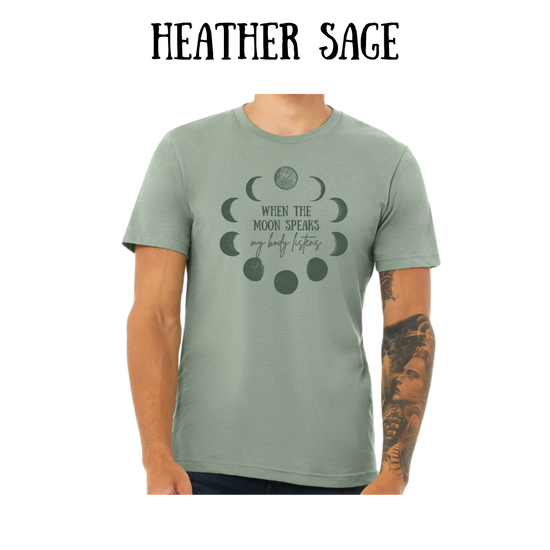 when the moon speaks - unisex tee - greens