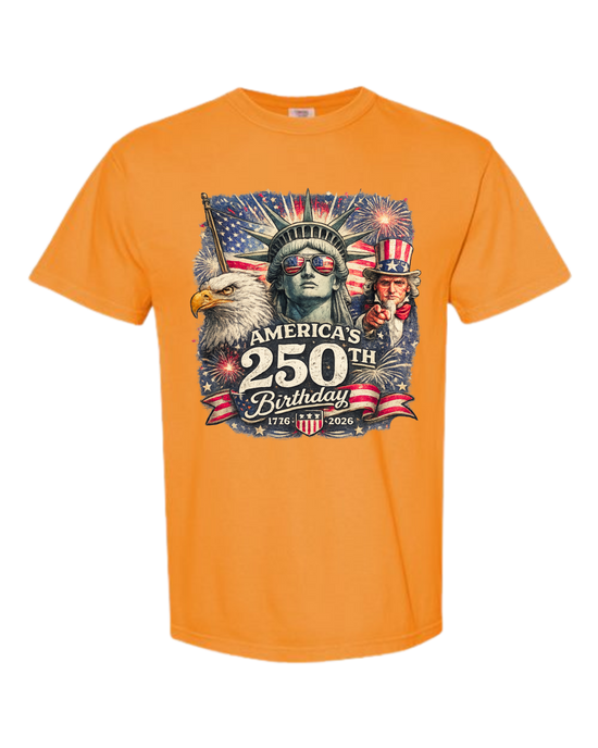 America's 250th Birthday - Comfort Colors - Heavyweight Unisex Tee - Yellows, Oranges, Reds