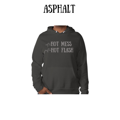 not a hot mess just a hot flash - sponge fleece hoodie - greens, neutrals