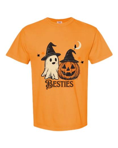 Halloween Besties - Comfort Colors - Heavyweight Unisex Tee - Yellows, Oranges, Reds