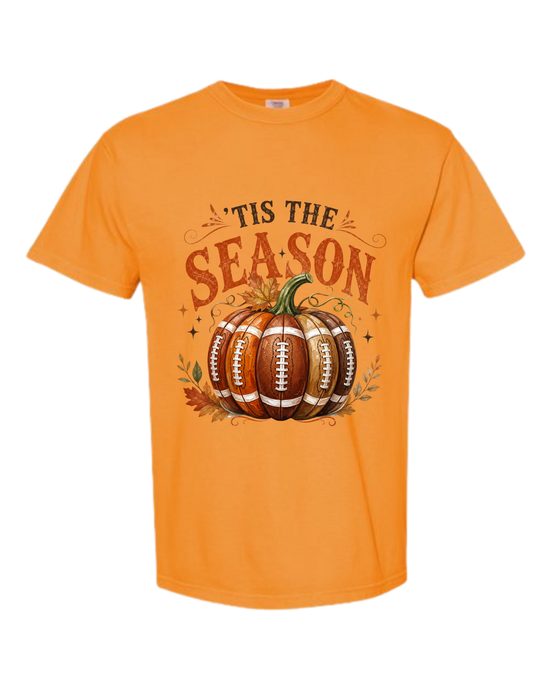 'Tis Football Season - Comfort Colors - Heavyweight Unisex Tee - Yellows, Oranges, Reds