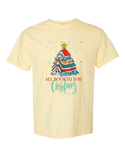 All Booked For Christmas - Comfort Colors - Heavyweight Unisex Tee - Yellows, Oranges