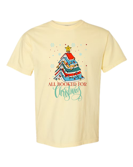 All Booked For Christmas - Comfort Colors - Heavyweight Unisex Tee - Yellows, Oranges