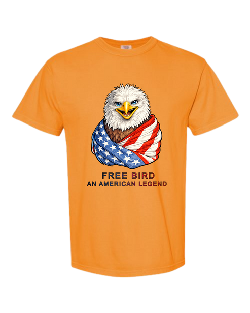 Free Bird An American Legend - Comfort Colors - Heavyweight Unisex Tee - Yellows, Oranges, Reds