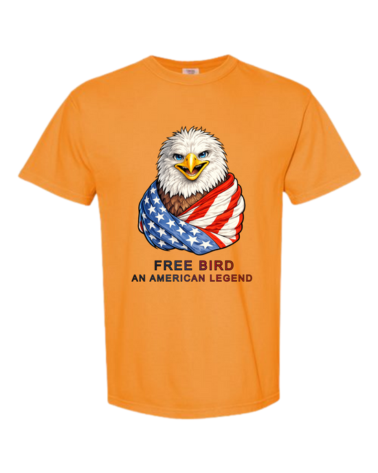 Free Bird An American Legend - Comfort Colors - Heavyweight Unisex Tee - Yellows, Oranges, Reds