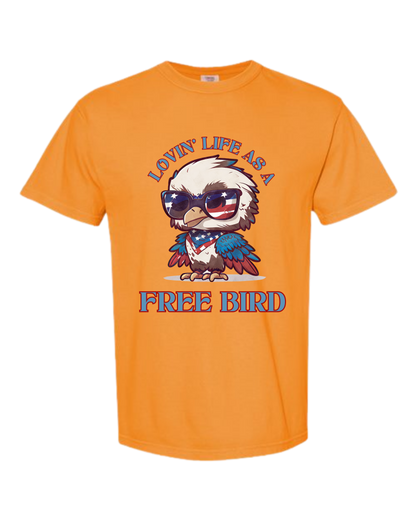 Lovin' Life as a Free Bird - Comfort Colors - Heavyweight Unisex Tee - Yellows, Oranges, Reds