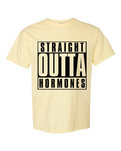 Straight Outta Hormones - Comfort Colors - Heavyweight Unisex Tee - Yellows, Oranges