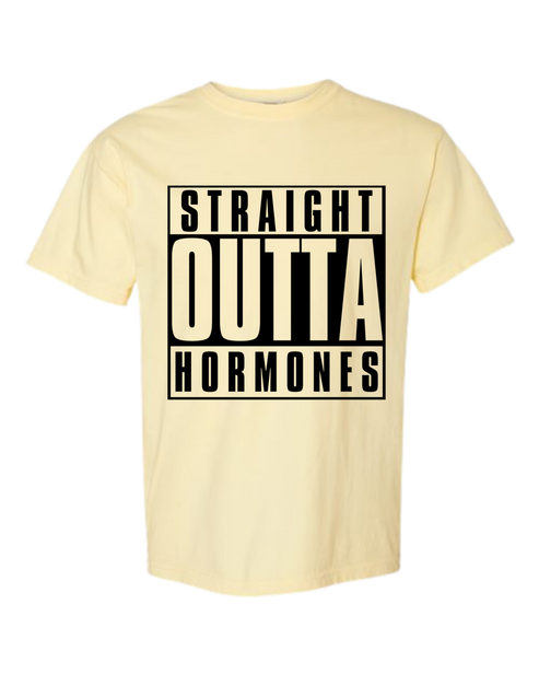 Straight Outta Hormones - Comfort Colors - Heavyweight Unisex Tee - Yellows, Oranges
