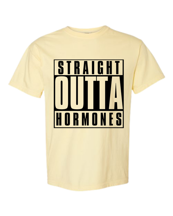 Straight Outta Hormones - Comfort Colors - Heavyweight Unisex Tee - Yellows, Oranges