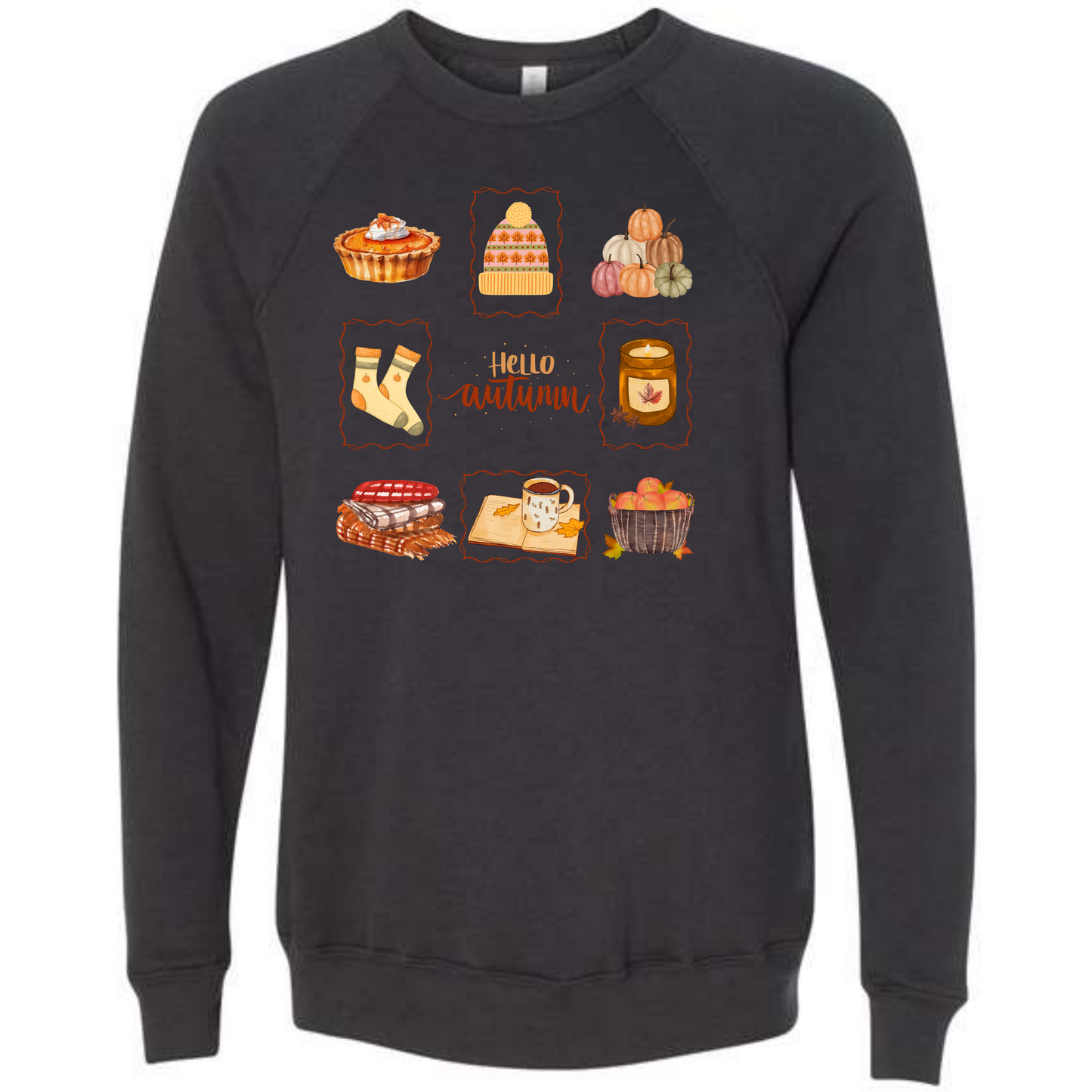 Hello Autumn - Sponge Fleece Raglan Sweatshirt - Greens, Neutrals