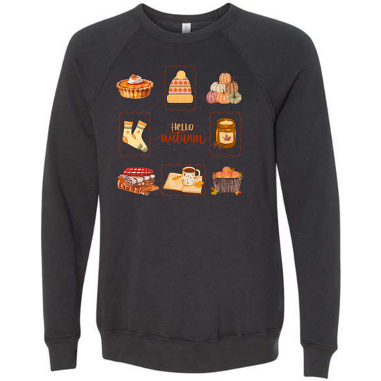 Hello Autumn - Sponge Fleece Raglan Sweatshirt - Greens, Neutrals