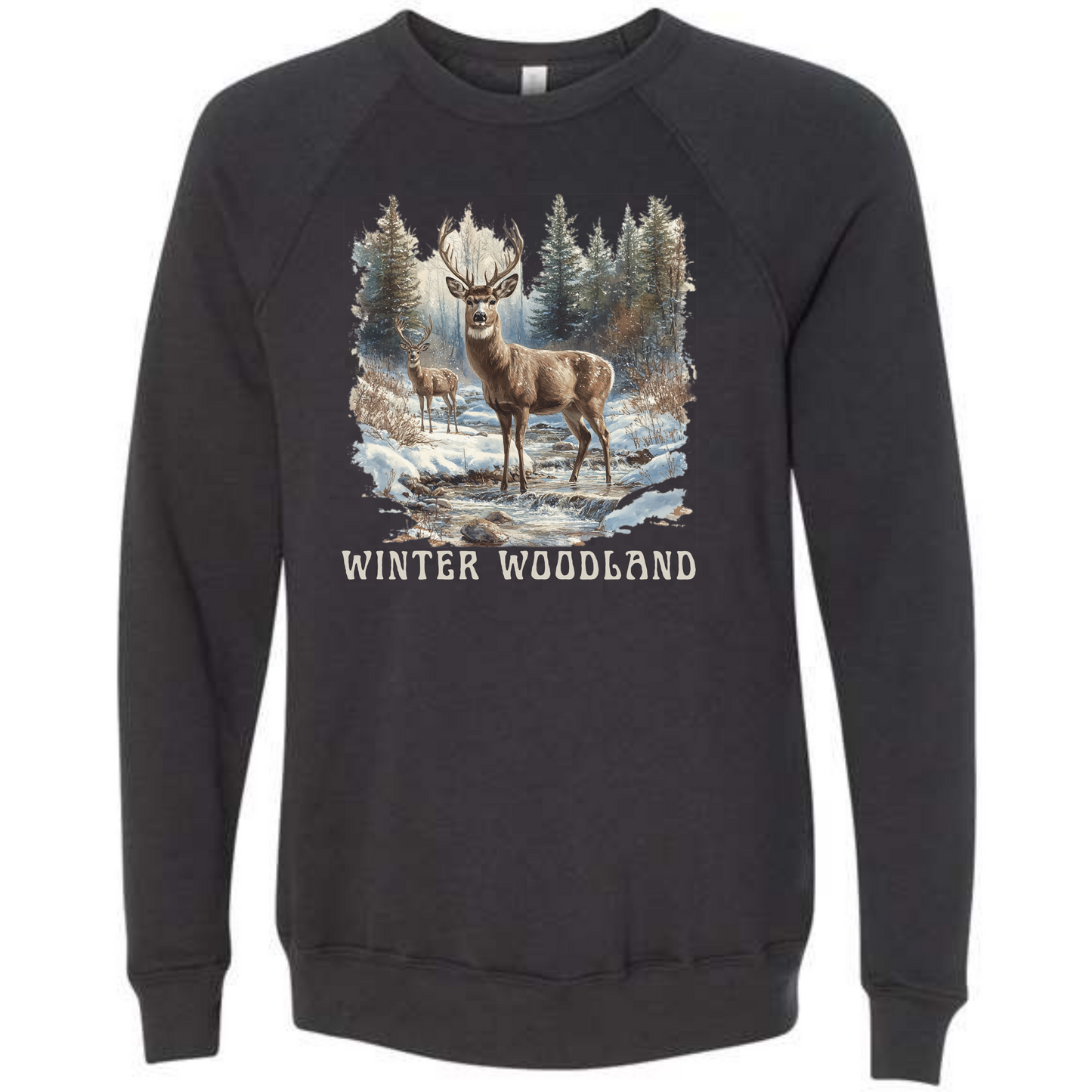 Winter Woodland - Sponge Fleece Raglan Sweatshirt - Greens, Neutrals