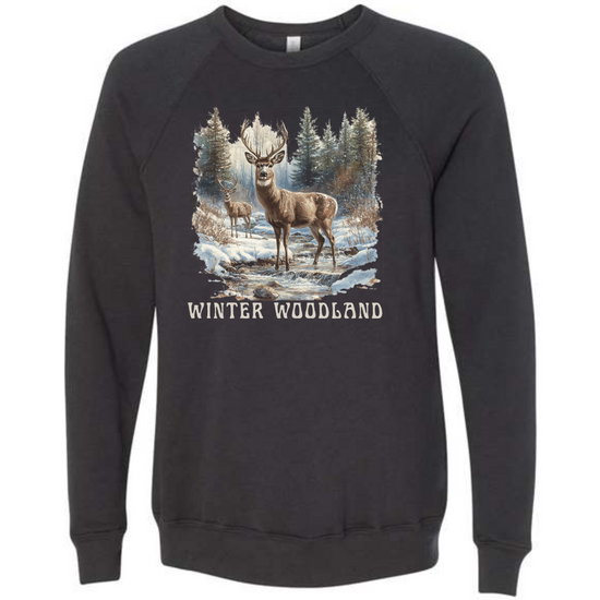 Winter Woodland - Sponge Fleece Raglan Sweatshirt - Greens, Neutrals