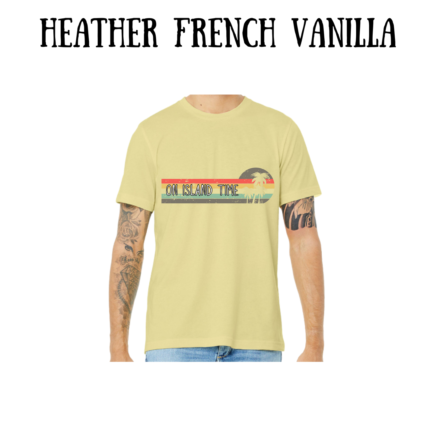 VP - On Island Time - Unisex Tee - Yellows, Oranges, Reds